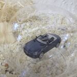 GLF1023 Edelglasflasche mit Mercedes SLK blaumetallic