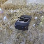 GLF1023 Edelglasflasche mit Mercedes SLK blaumetallic