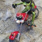 GLF10069 Glücksfrosch Schwarzwald-Biker rot