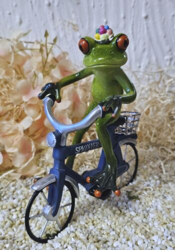 GLF2003 Gl&uuml;cksfrosch Fahrradfahrer mit blauem Fahrrad