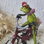 GLF2004 Gl&uuml;cksfrosch Pizza-Pote mit rotem Fahrrad und Pizzaschachtel