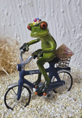 GLF2005 Gl&uuml;cksfrosch Pizza-Pote mit blauem Fahrrad und Pizzaschachtel