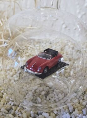 Edelglasflasche "Oldtimer" Porsche 356 Cabrio rot