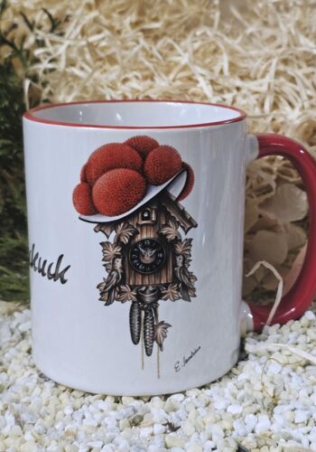 ST200 Schwarzwaldtasse Zum Kuckuck roter Rand roter Henkel
