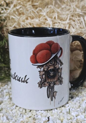 ST202 Schwarzwaldtasse Zum Kuckuck innen schwarz schwarzer Rand schwarzer Henkel