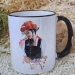 SCHWT2002 Schwarzwaldtasse Schwarzw&auml;lderin schwarzer Rand schwarzer Henkel