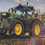 BLS1017 Blechschild John Deere im Morgenlicht