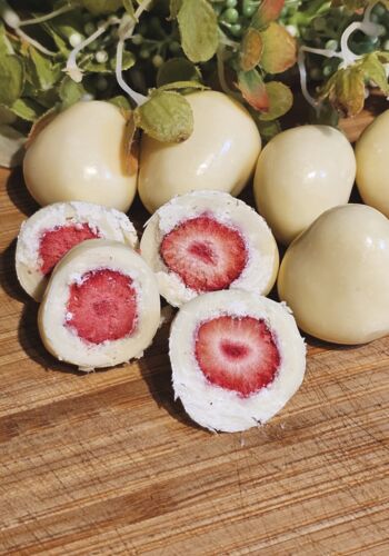 GM1000 Erdbeeren in wei&szlig;er Schokolade
