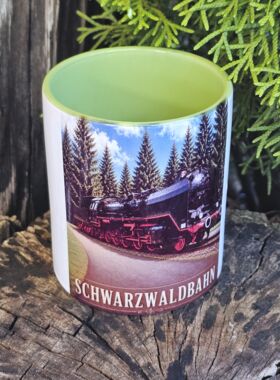 Schwarzwaldtasse Eisenbahn gr&uuml;n