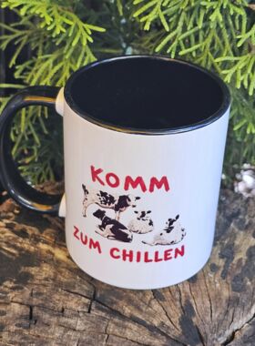 Schwarzwaldtasse Komm zum Chillen schwarz