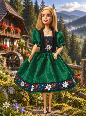 Schwarzwaldmarie im Dirndlkleid gr&uuml;n
