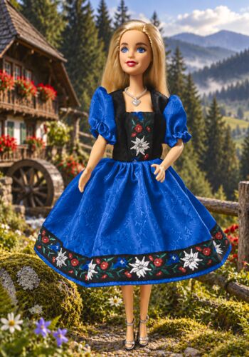 SCHM1002 Schwarzwaldmarie im Dirndlkleid blau