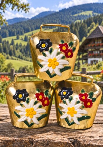 GL1002 Glocke Alpenblumen gepr&auml;gt 5cm